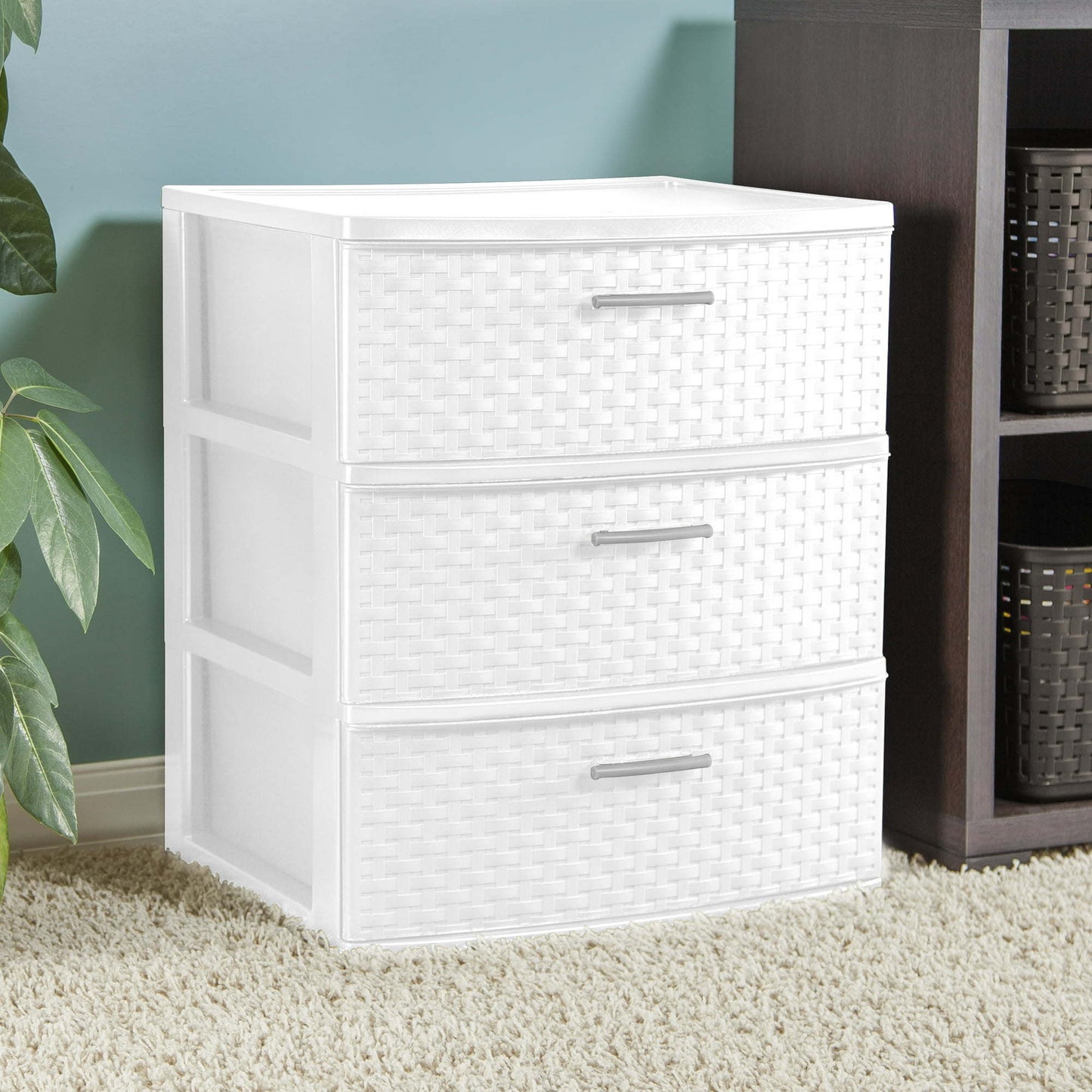 3-Drawer Wide Weave Storage Tower