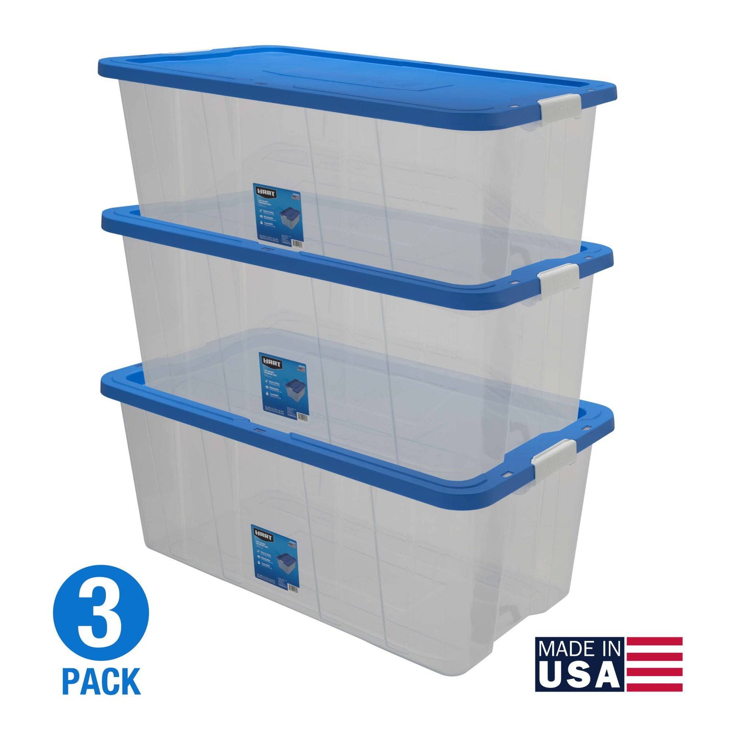 160 Quart Latching Plastic Storage Bin Container, Clear, Set of 3 - Growtochoice LLC
