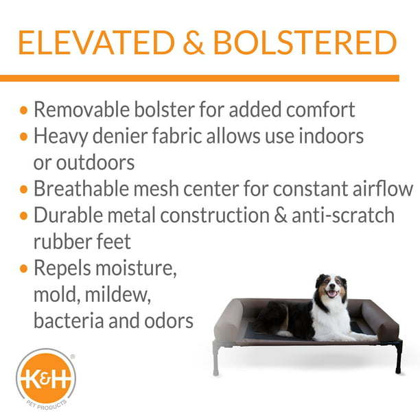 Elevated Pet Bed with in Chocolate/Black Mesh - Large Size 30 x 42 x 7 Inches - Growtochoice LLC