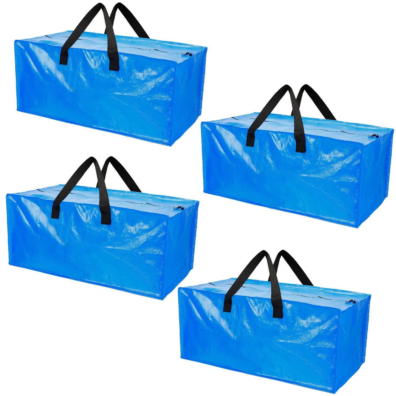 4Pcs Moving Bags Heavy Duty Container Reusable Plastic Totes Blue Moving Bin Zippered Storage Bag - Growtochoice LLC