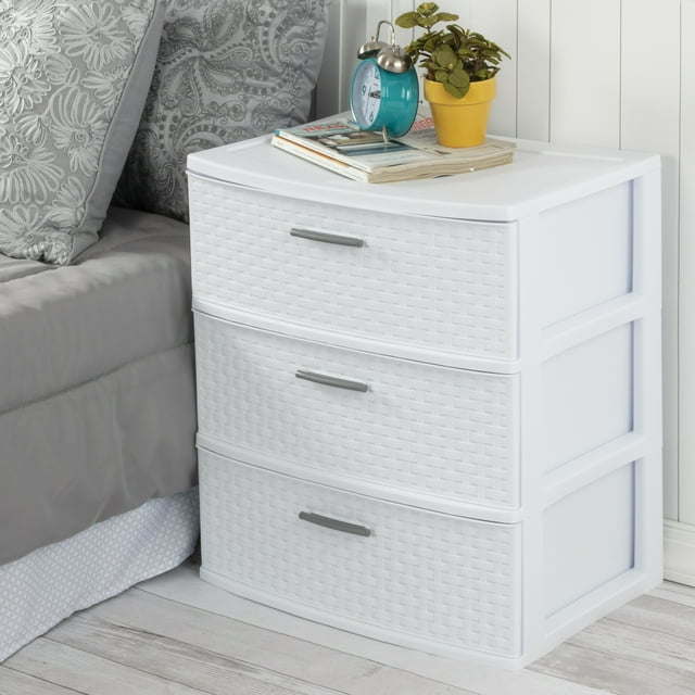 3-Drawer Wide Weave Storage Tower