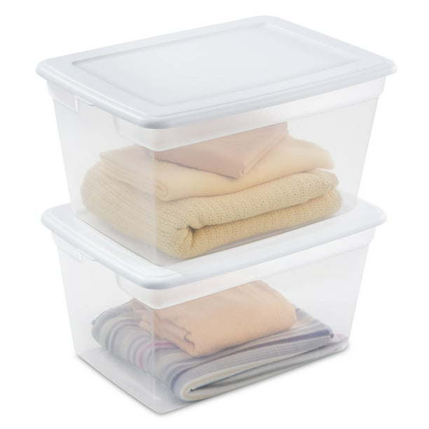 58 Qt Storage Box Clear Base White Lid Set of 8 - Growtochoice LLC