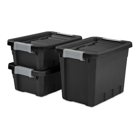 7.5 Gallon Stacker Tote Plastic, Black, Storage,Set of 6 - Growtochoice LLC