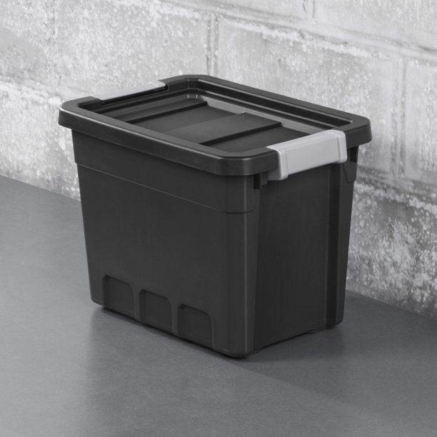 7.5 Gallon Stacker Tote Plastic, Black, Storage,Set of 6 - Growtochoice LLC
