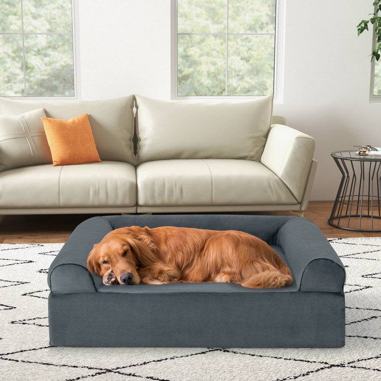 Enhance Pet Comfort with our Orthopedic Dog Bed - Memory Foam Pet Bed with Headrest, Perfect for Large Dogs. - Growtochoice LLC