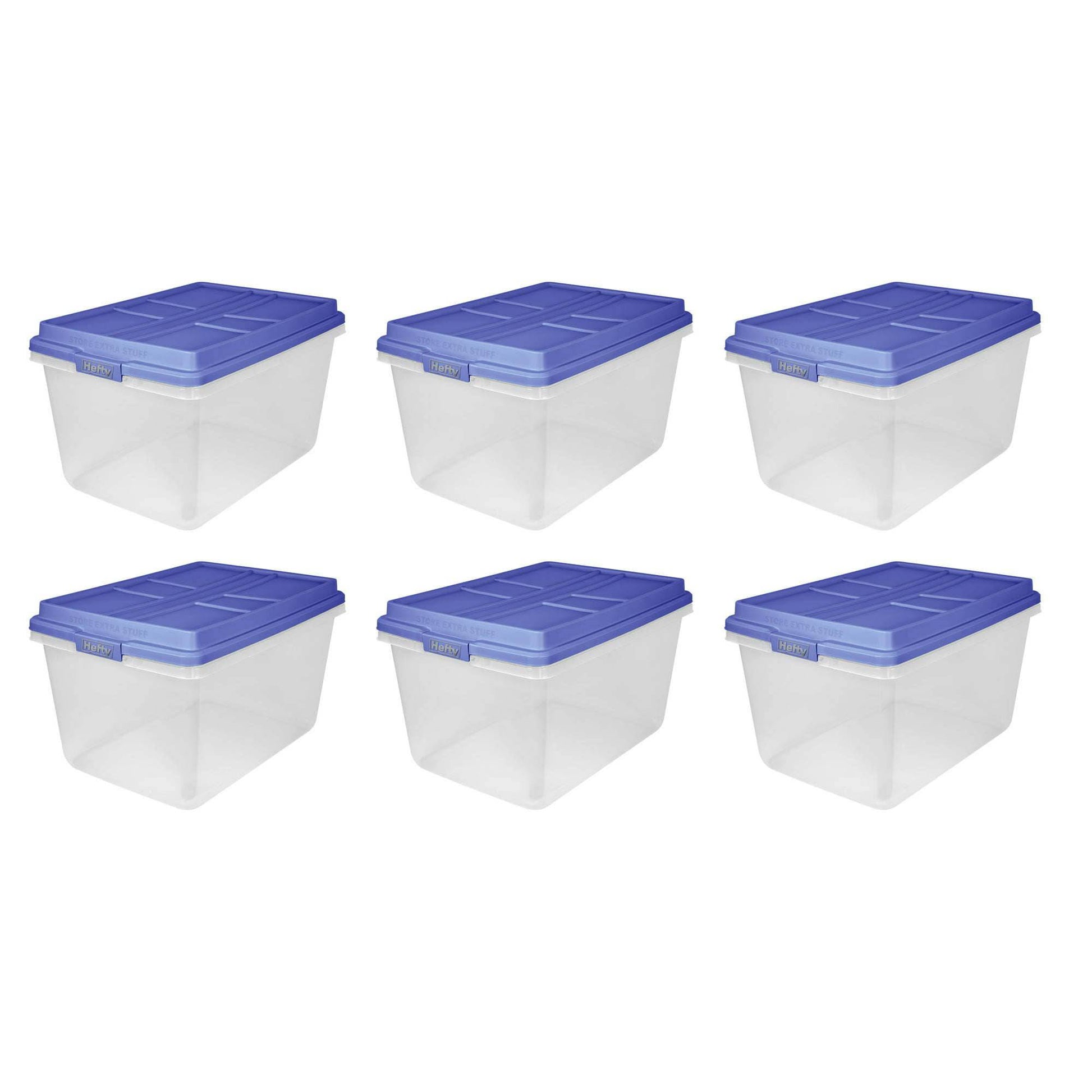 72 Qt. Clear Plastic Storage Bin with Blue HI-RISE Lid, 6 Pack - Growtochoice LLC