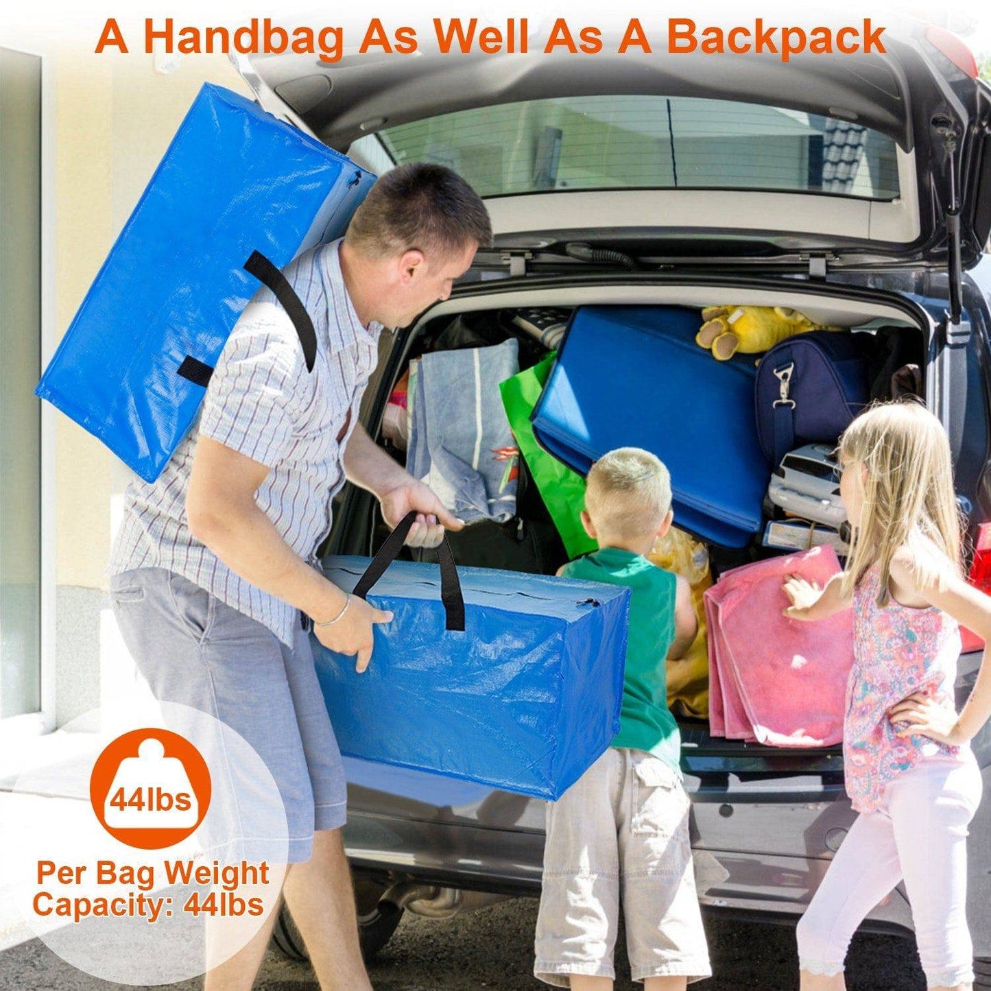 4Pcs Moving Bags Heavy Duty Container Reusable Plastic Totes Blue Moving Bin Zippered Storage Bag - Growtochoice LLC