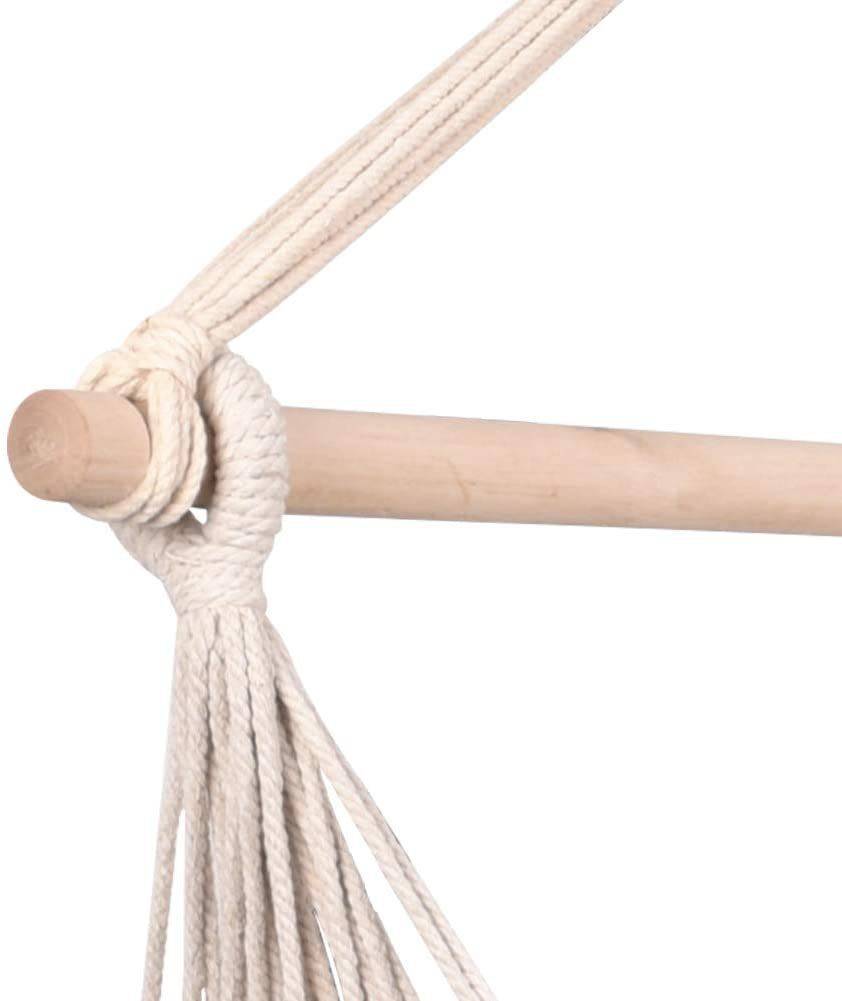 Hammocks Hanging Rope Hammock Chair Swing Seat with Two Seat Cushions and Carrying Bag;  Weight Capacity 300 Lbs;  Natural - Growtochoice LLC