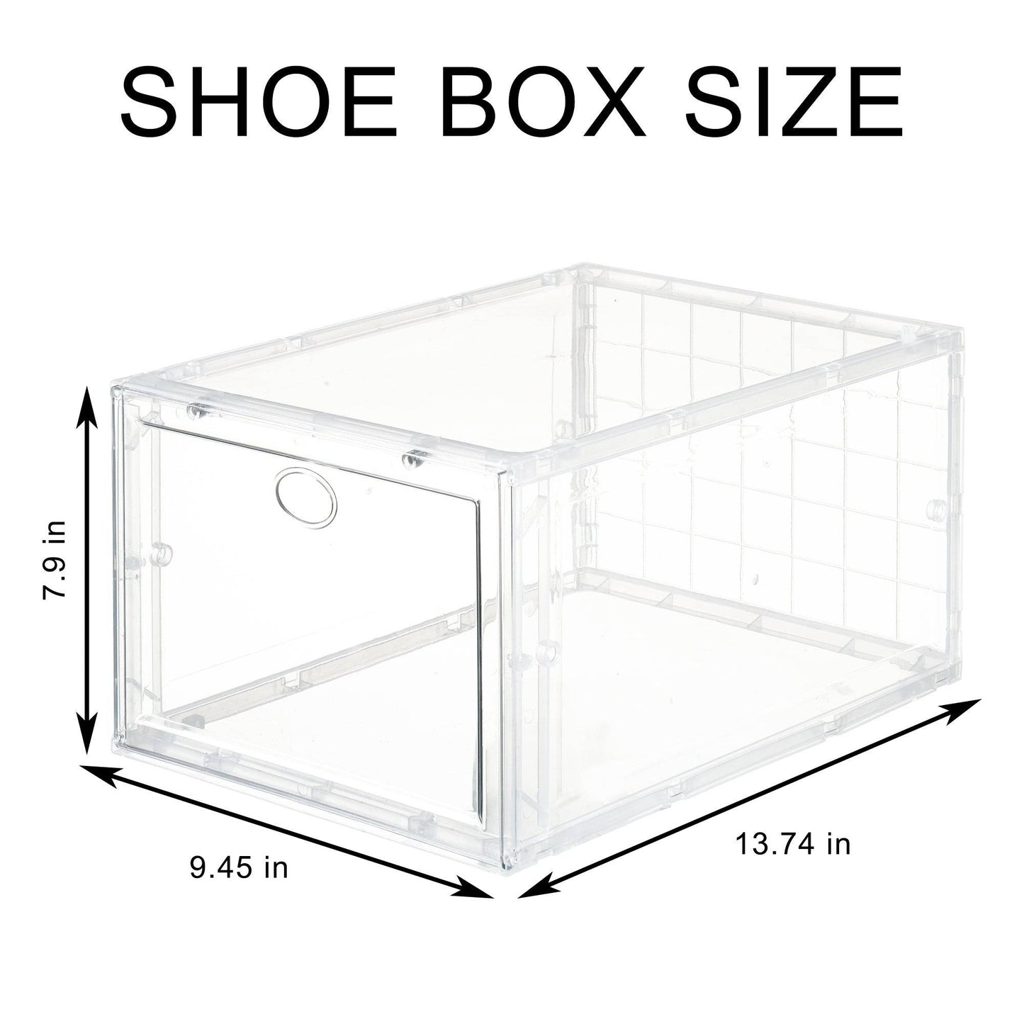 Set of 4 Stackable Clear Plastic Shoe Storage Box
