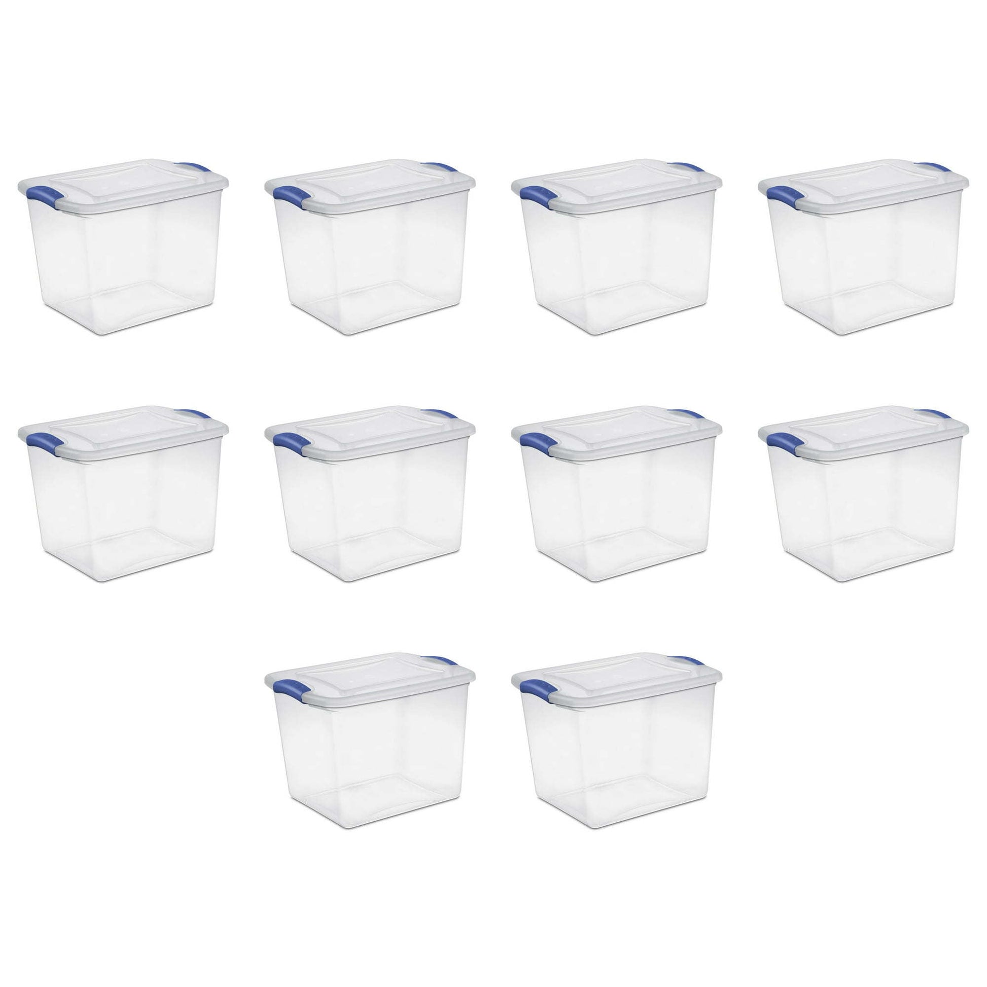 Set of 10 Stadium Blue 27-Quart Latch Box Plastic Containers - Growtochoice LLC
