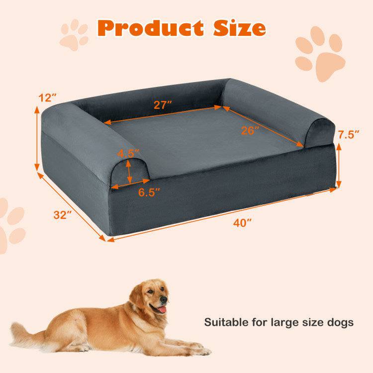 Enhance Pet Comfort with our Orthopedic Dog Bed - Memory Foam Pet Bed with Headrest, Perfect for Large Dogs. - Growtochoice LLC