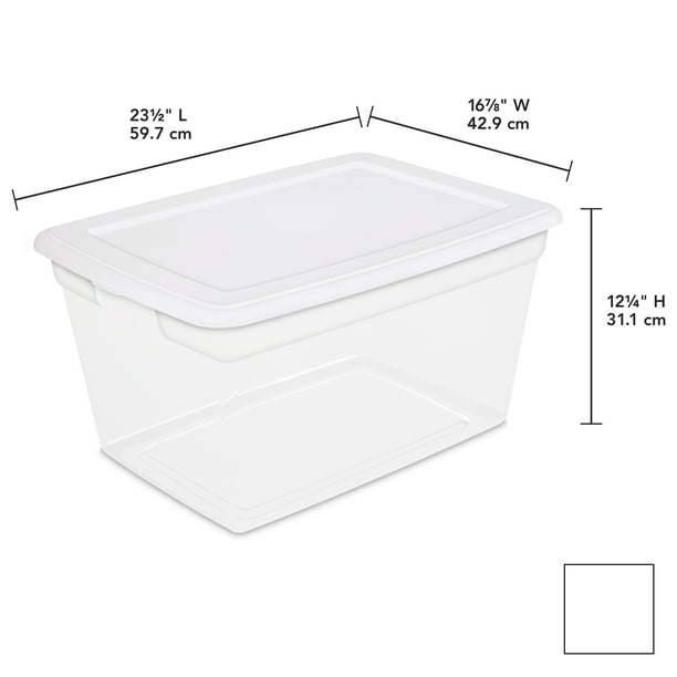 58 Qt Storage Box Clear Base White Lid Set of 8 - Growtochoice LLC