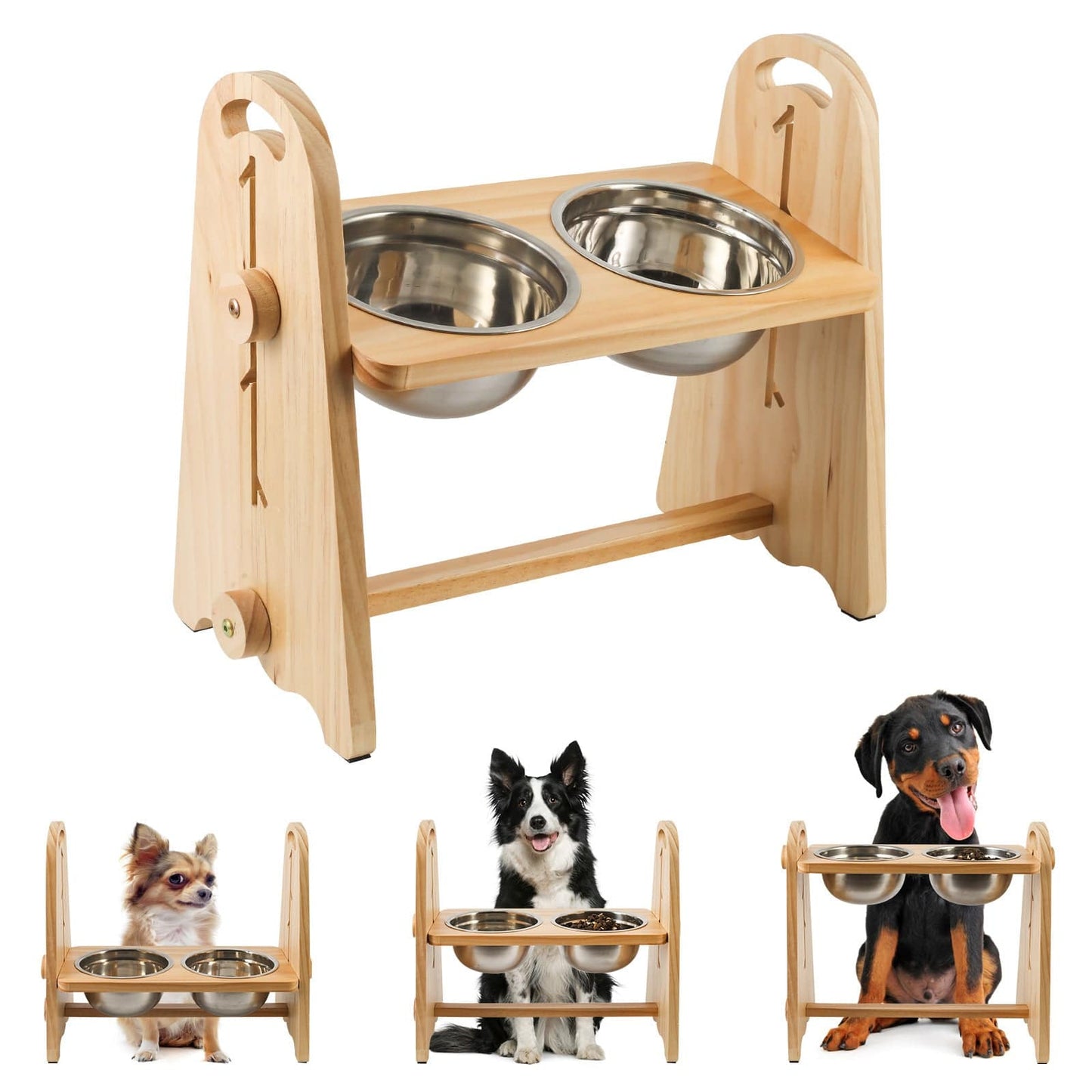 Adjustable Height Raised Dog Feeder - Stylish Elevated Bowls for Medium to Large Dogs, Perfect for Food and Water - Growtochoice LLC