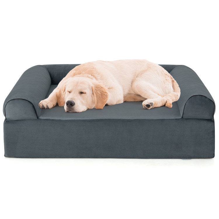 Enhance Pet Comfort with our Orthopedic Dog Bed - Memory Foam Pet Bed with Headrest, Perfect for Large Dogs. - Growtochoice LLC