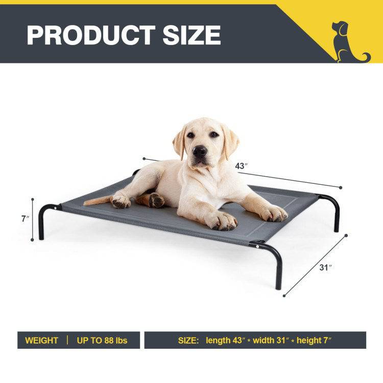 Elevated Pet Bed for Medium to Large Dogs | Durable Steel Frame | Breathable Textilene Mat | 88 lbs Weight Capacity | Dark Gray - Growtochoice LLC