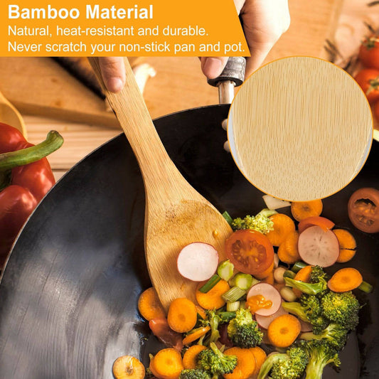 6Pcs Cooking Utensil Bamboo Wooden Spoons Spatula Kitchen Cooking Tools - Growtochoice LLC