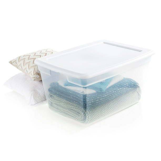 58 Qt Storage Box Clear Base White Lid Set of 8 - Growtochoice LLC