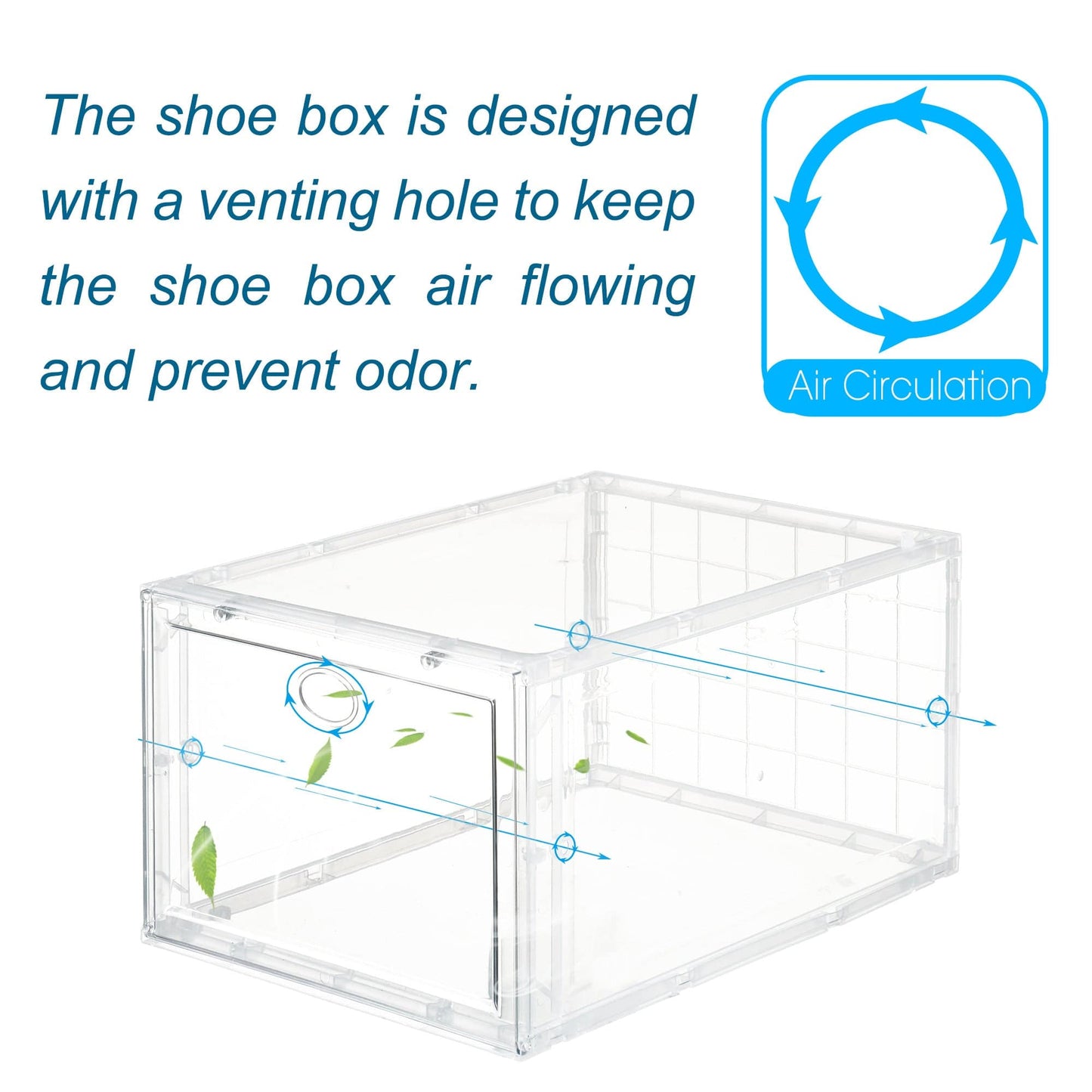 Set of 4 Stackable Clear Plastic Shoe Storage Box - Growtochoice LLC