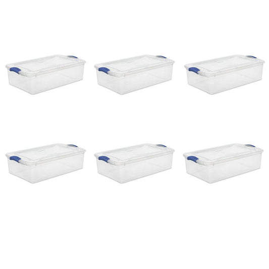 32 Qt. Latch Box Plastic, Stadium Blue, Set of 6 - Growtochoice LLC