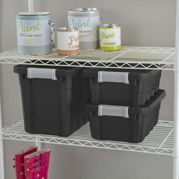 7.5 Gallon Stacker Tote Plastic, Black, Storage,Set of 6 - Growtochoice LLC