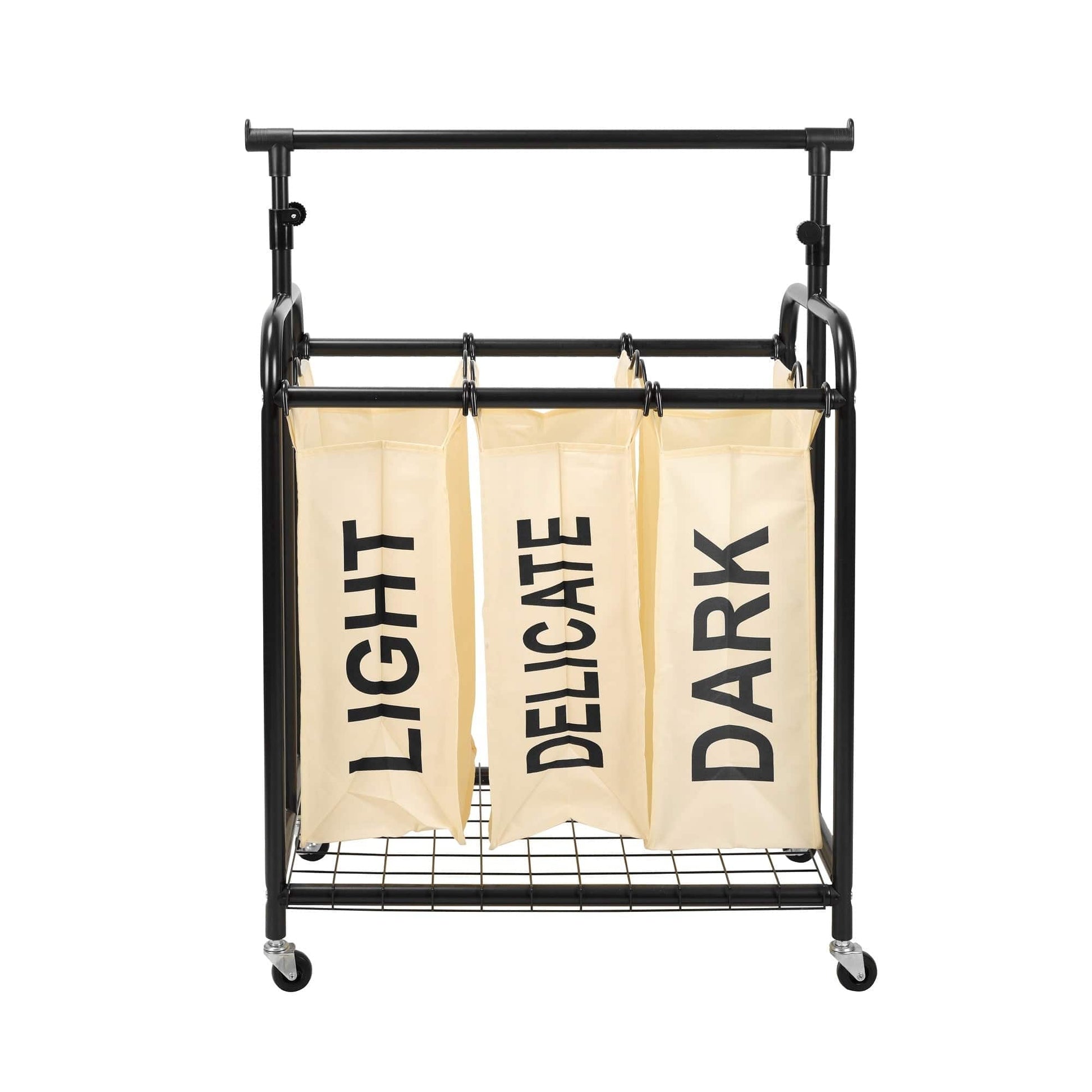 Oceanstar 3-Bag Rolling Laundry Sorter with Adjustable Hanging Bar - White | Laundry - Growtochoice LLC