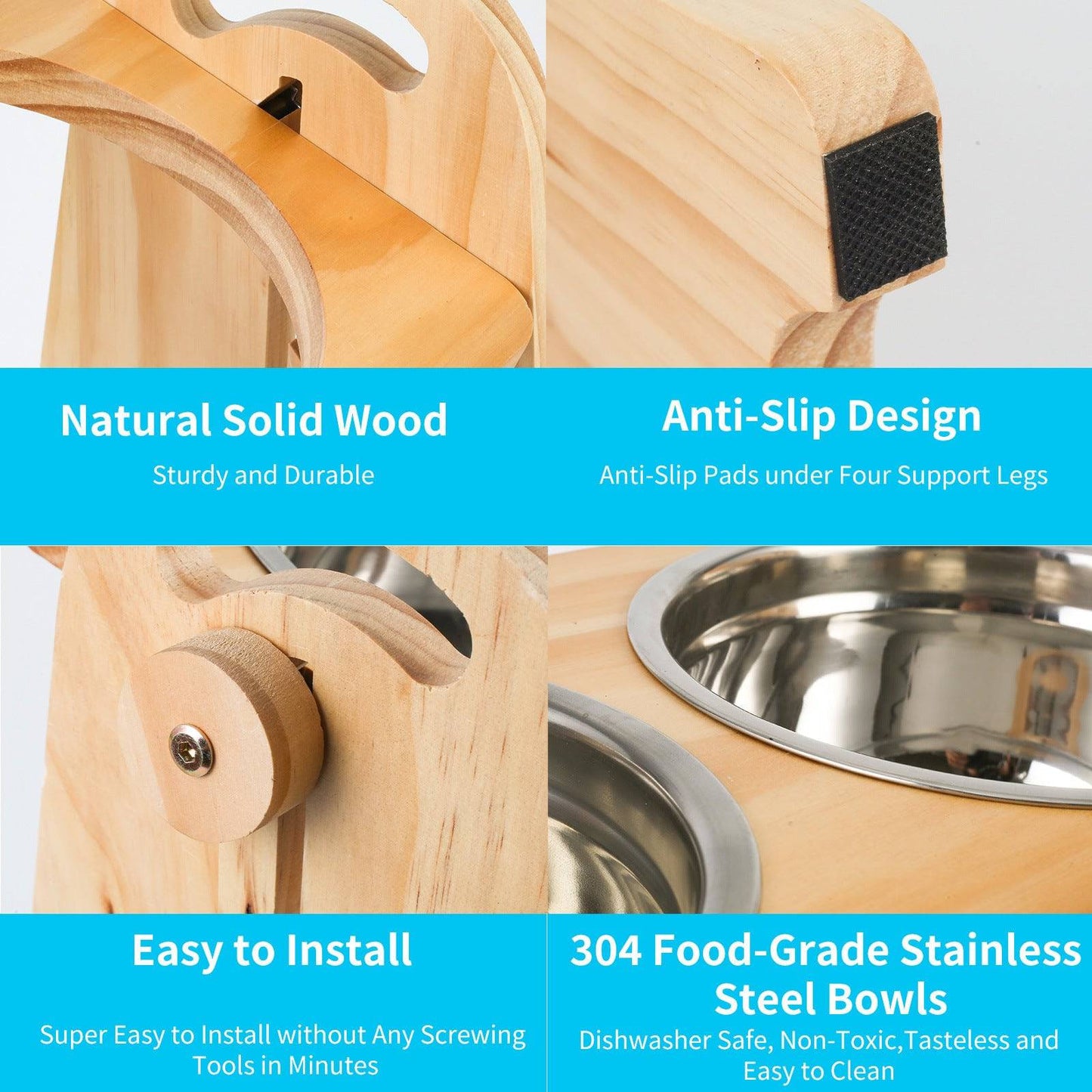 Adjustable Height Raised Dog Feeder - Stylish Elevated Bowls for Medium to Large Dogs, Perfect for Food and Water - Growtochoice LLC