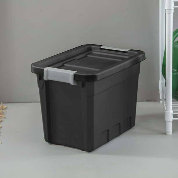 7.5 Gallon Stacker Tote Plastic, Black, Storage,Set of 6 - Growtochoice LLC