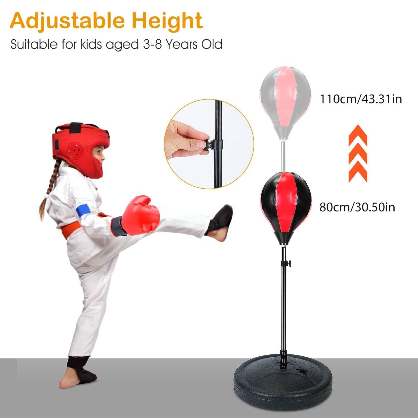 Punching Bag For Kids Junior Boxing Set Boxing Gloves Height Adjustable Free Standing Punching Ball Boxing For Kids Aged from 3 to 8Years Old - Growtochoice LLC