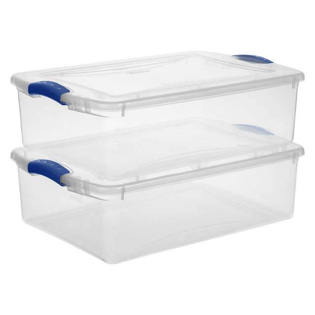 32 Qt. Latch Box Plastic, Stadium Blue, Set of 6 - Growtochoice LLC