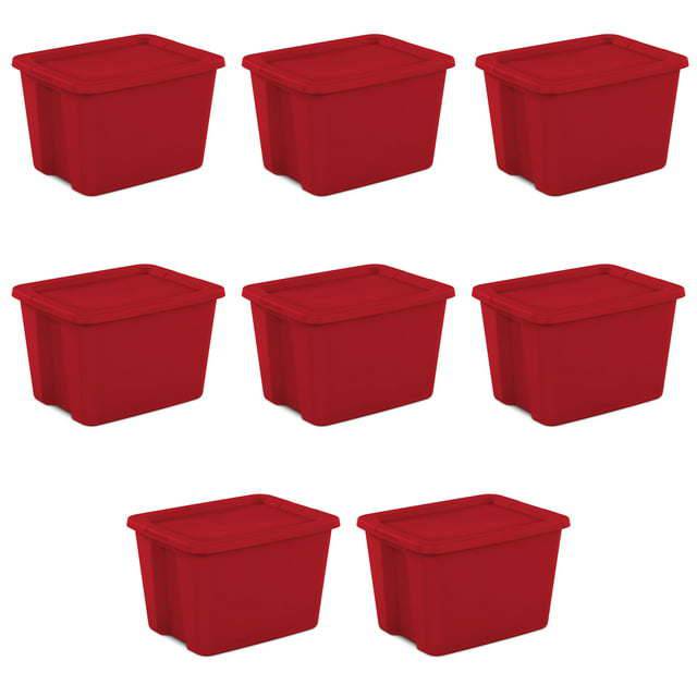18 Gallon Tote Box Plastic, Infra Red, Set of 8 - Growtochoice LLC