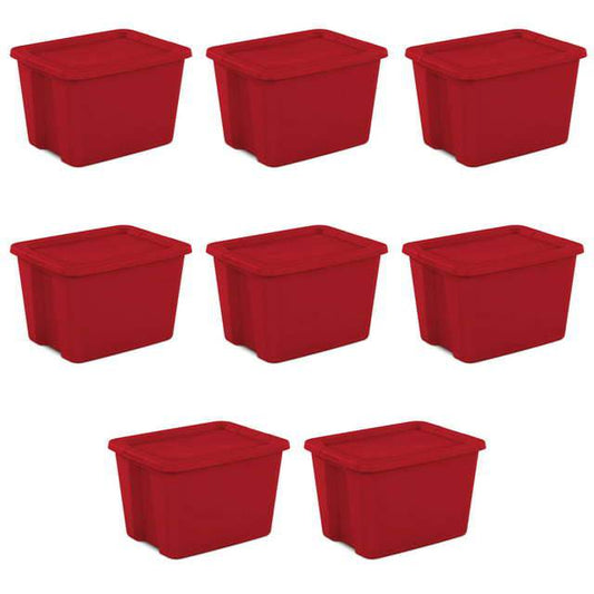 18 Gallon Tote Box Plastic, Infra Red, Set of 8 - Growtochoice LLC