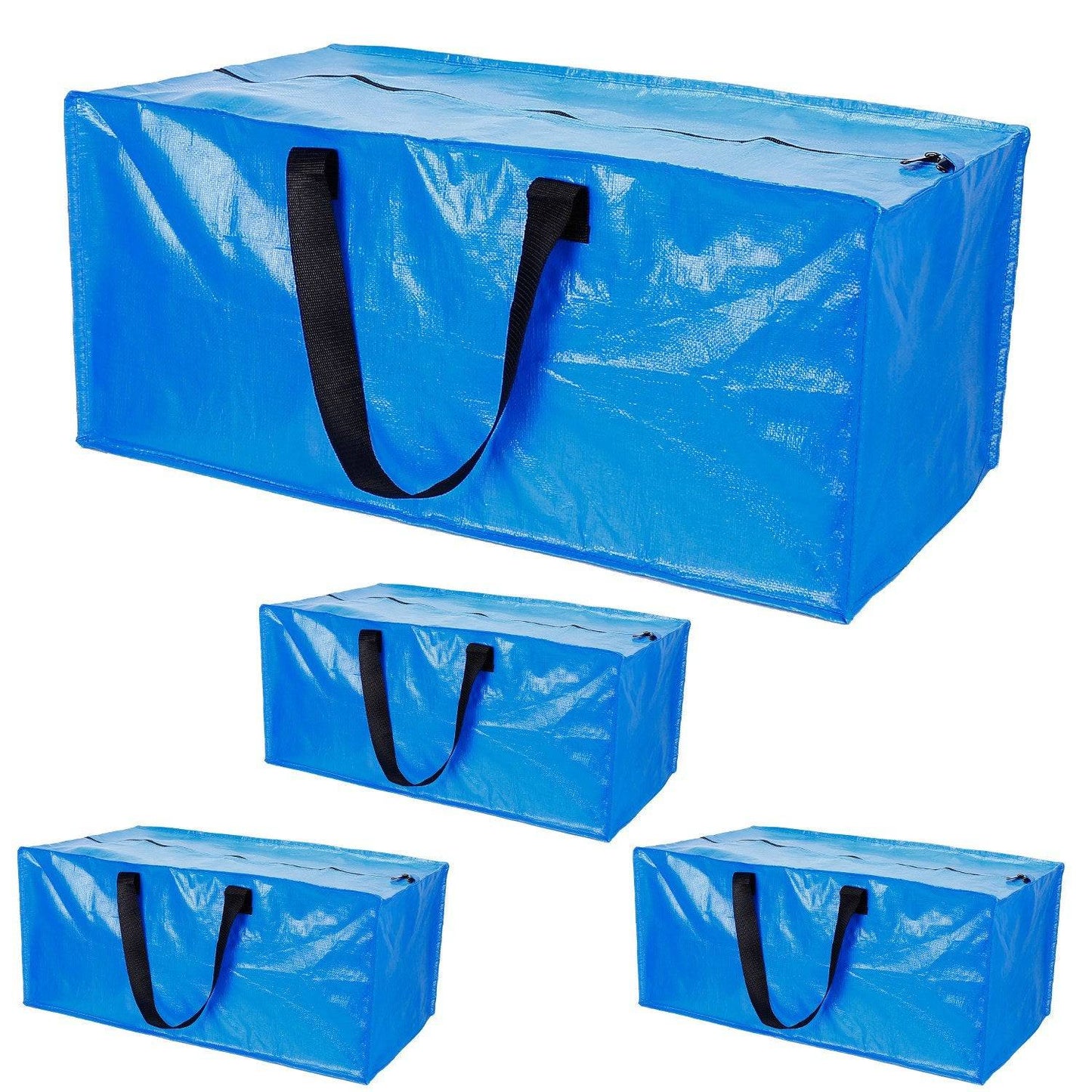 4Pcs Moving Bags Heavy Duty Container Reusable Plastic Totes Blue Moving Bin Zippered Storage Bag - Growtochoice LLC