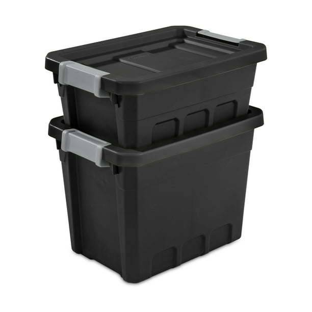 7.5 Gallon Stacker Tote Plastic, Black, Storage,Set of 6 - Growtochoice LLC