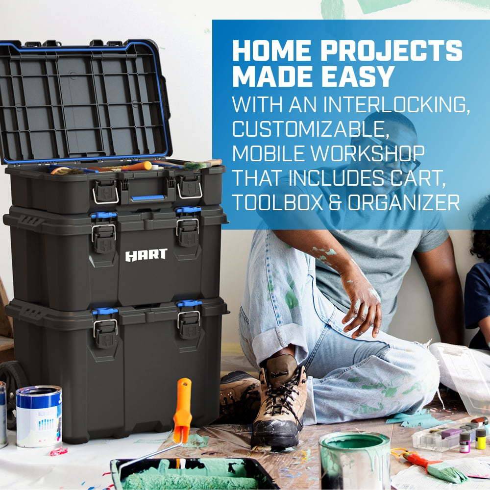 Stack System, Mobile Toolbox for Storage and Organization, 3 Piece Resin Plastic Modular Toolbox System - Growtochoice LLC