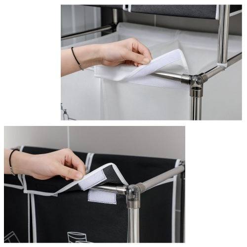 Efficient 2-Tier Laundry Hamper with 4 Removable Bags - Perfect for Sorting Clothes, Laundry, Lights, and Darks