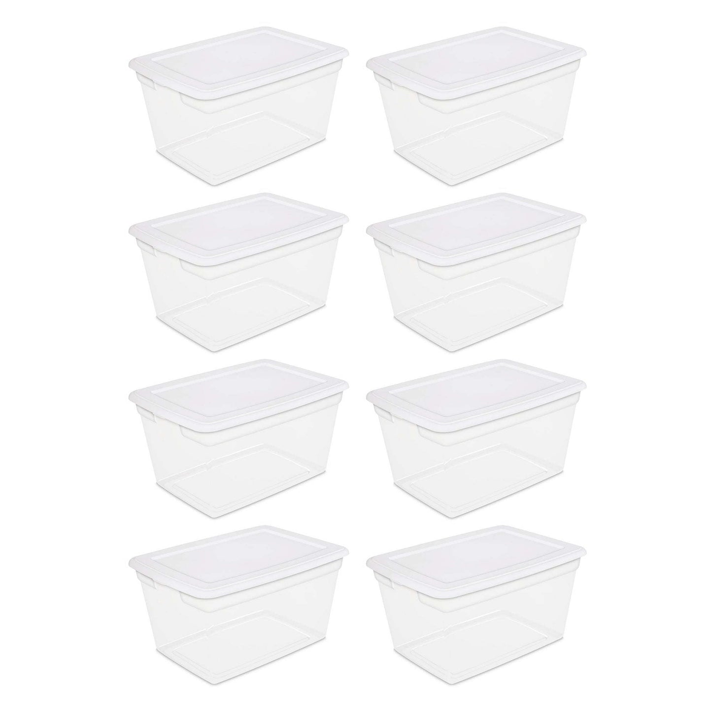 58 Qt Storage Box Clear Base White Lid Set of 8 - Growtochoice LLC