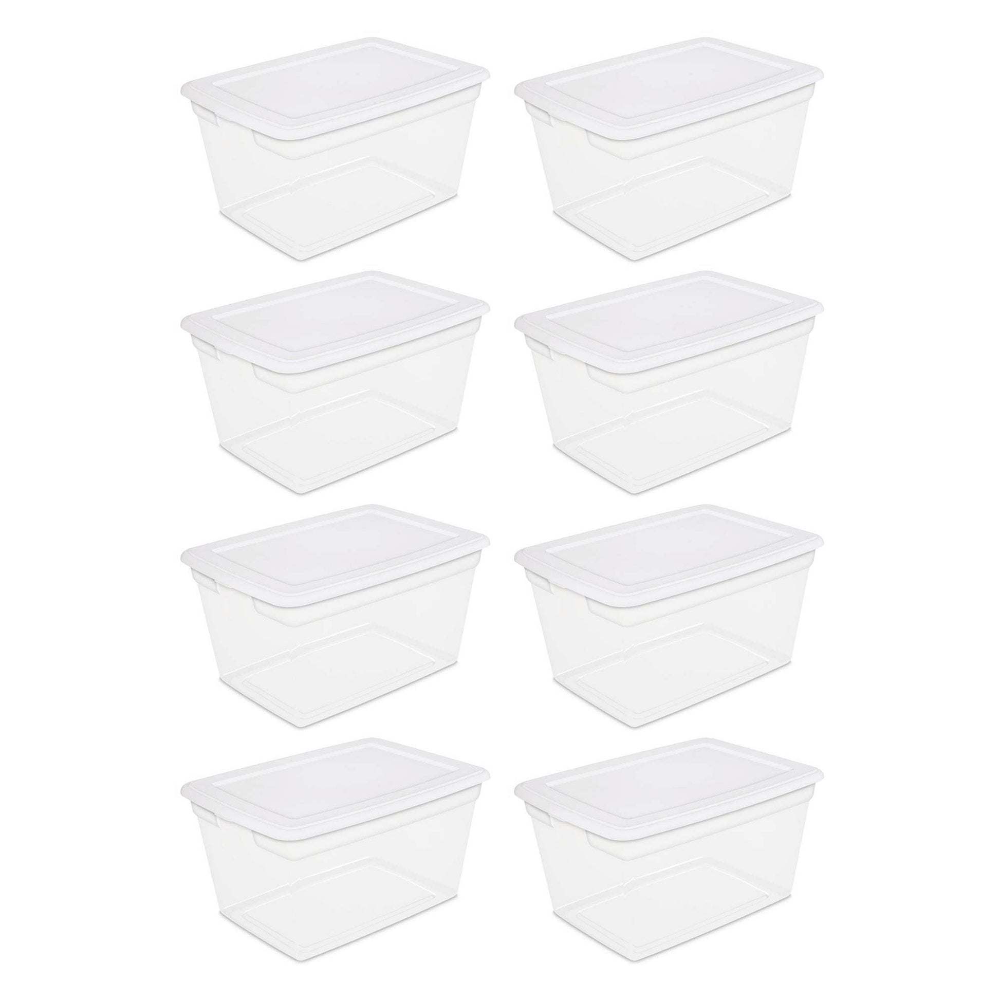 58 Qt Storage Box Clear Base White Lid Set of 8 - Growtochoice LLC