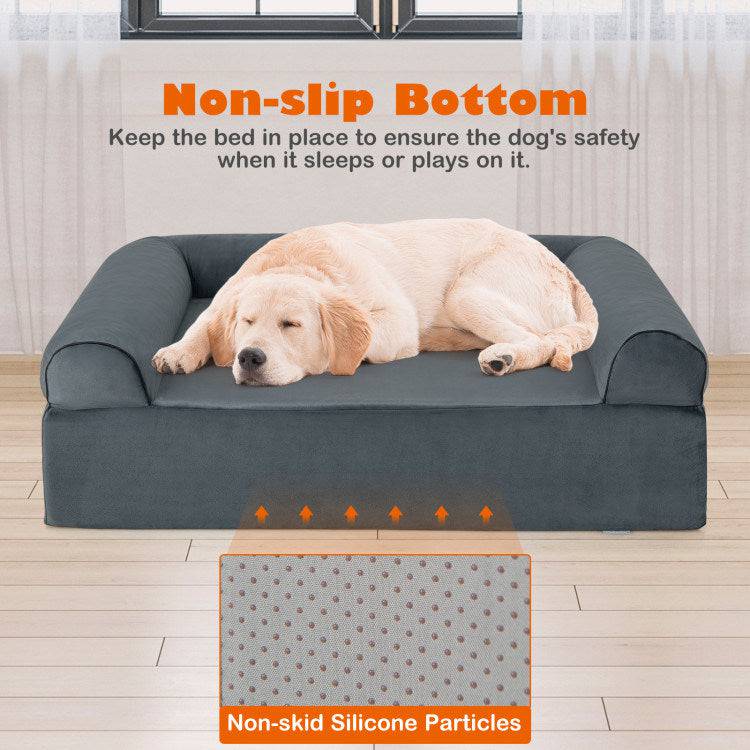 Enhance Pet Comfort with our Orthopedic Dog Bed - Memory Foam Pet Bed with Headrest, Perfect for Large Dogs. - Growtochoice LLC