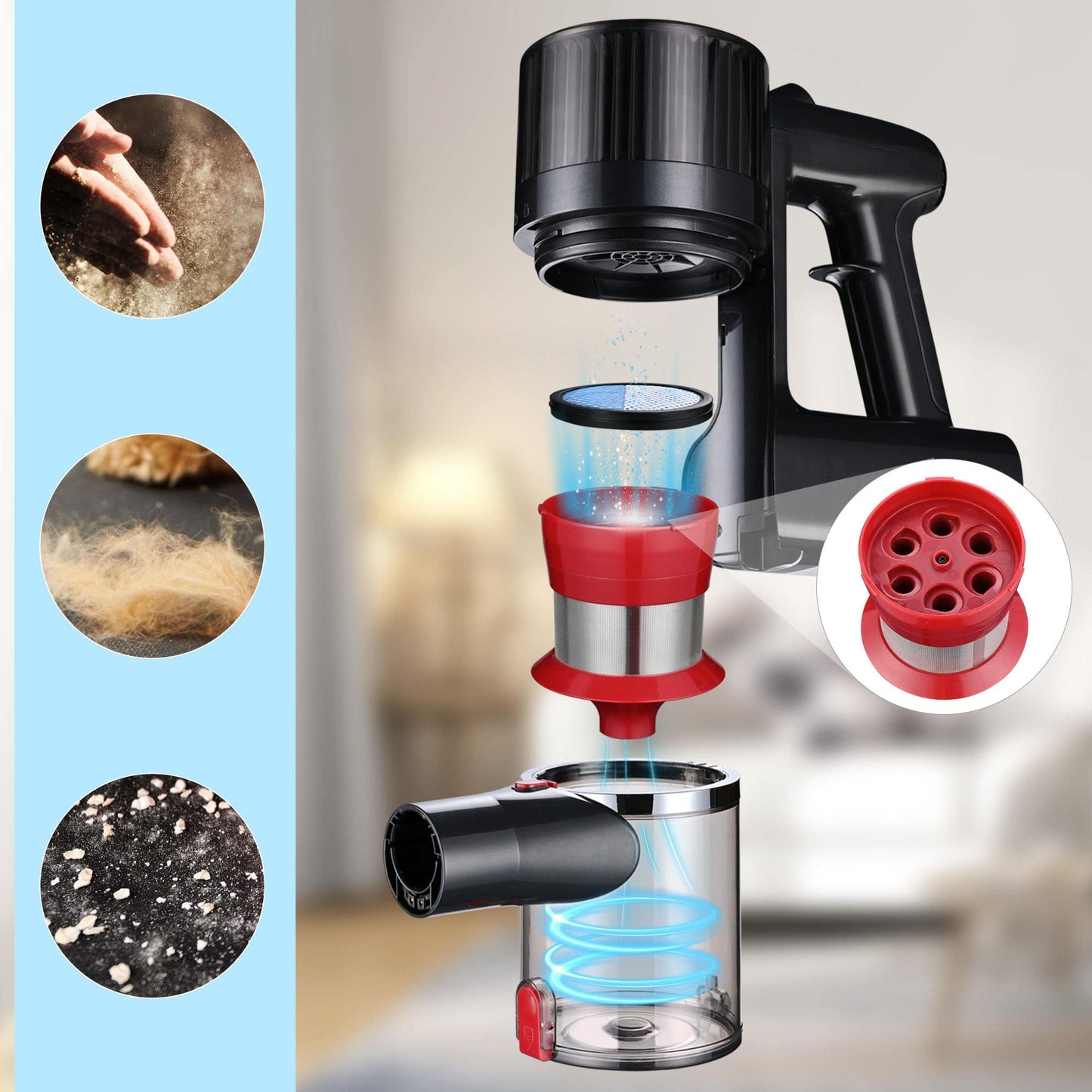 Whall Cordless Stick Vacuum Cleaner - Powerful 25kPa Suction, 4-in-1 Foldable Design, 200W Brushless Motor, 40 Minutes Runtime, Lightweight Handheld Vacuum for Home, Hard Floor, Carpet, and Pet Hair. - Growtochoice LLC