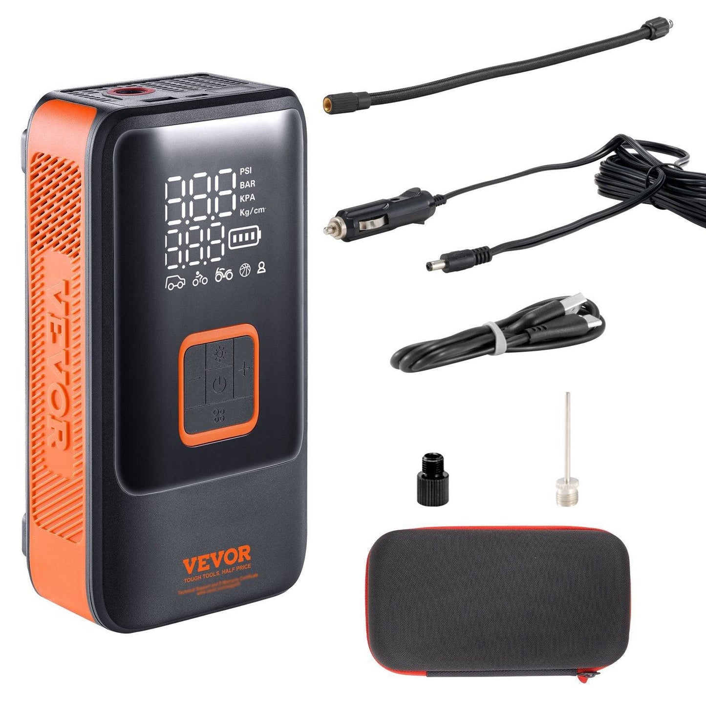 Portable Tire Inflator Air Compressor - Dual-Cylinder & 12000mAh Rechargeable Pump - Fast Inflation, Auto-Off, LCD Gauge, LED Light - Car Motorcycle Bike Bal - Growtochoice LLC