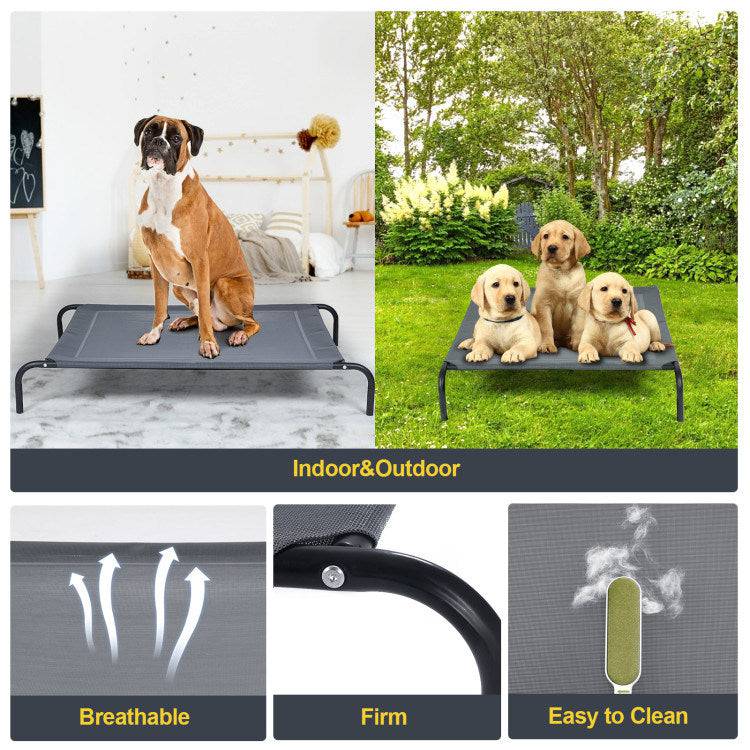 Elevated Pet Bed for Medium to Large Dogs | Durable Steel Frame | Breathable Textilene Mat | 88 lbs Weight Capacity | Dark Gray - Growtochoice LLC