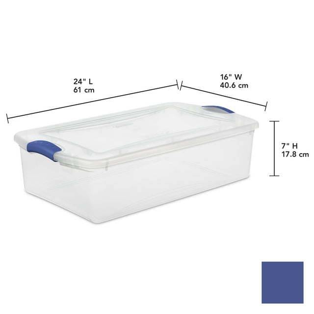 32 Qt. Latch Box Plastic, Stadium Blue, Set of 6 - Growtochoice LLC