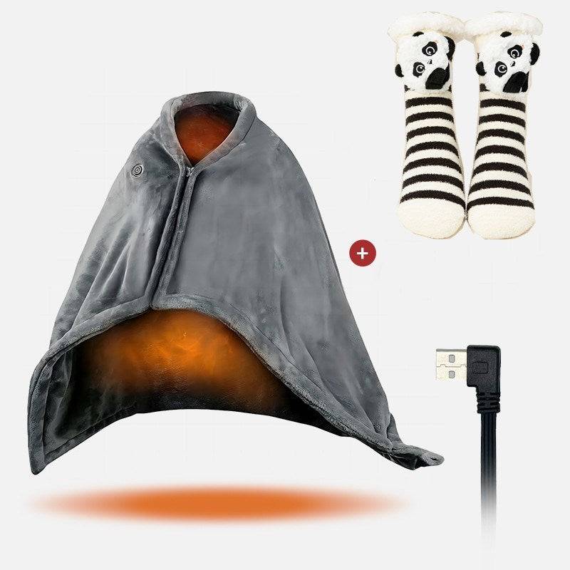 Keep warm in winter .59 Plus 31in USB Heated Blanket Electric Heated Blanket Heated Poncho Shawl Wrap Throw with Zipper Washable for Home Office - Growtochoice LLC