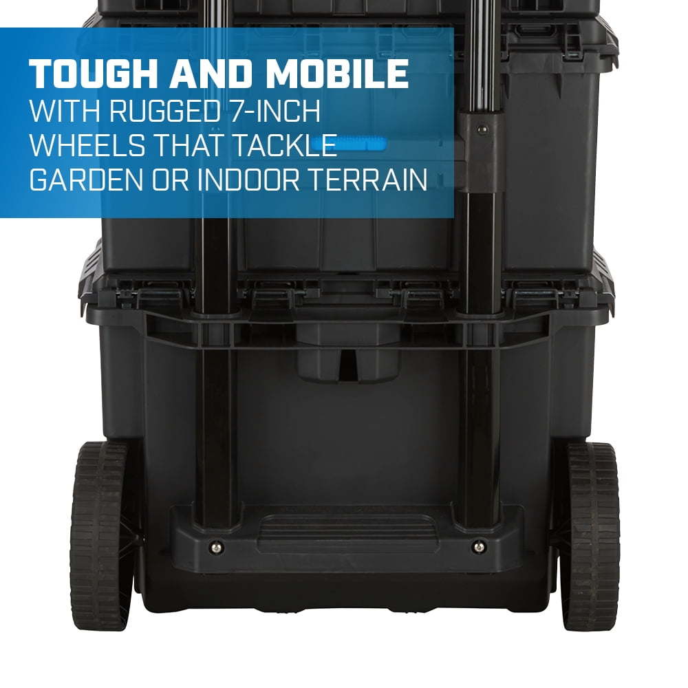 Stack System, Mobile Toolbox for Storage and Organization, 3 Piece Resin Plastic Modular Toolbox System - Growtochoice LLC