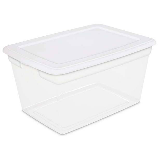 58 Qt Storage Box Clear Base White Lid Set of 8 - Growtochoice LLC