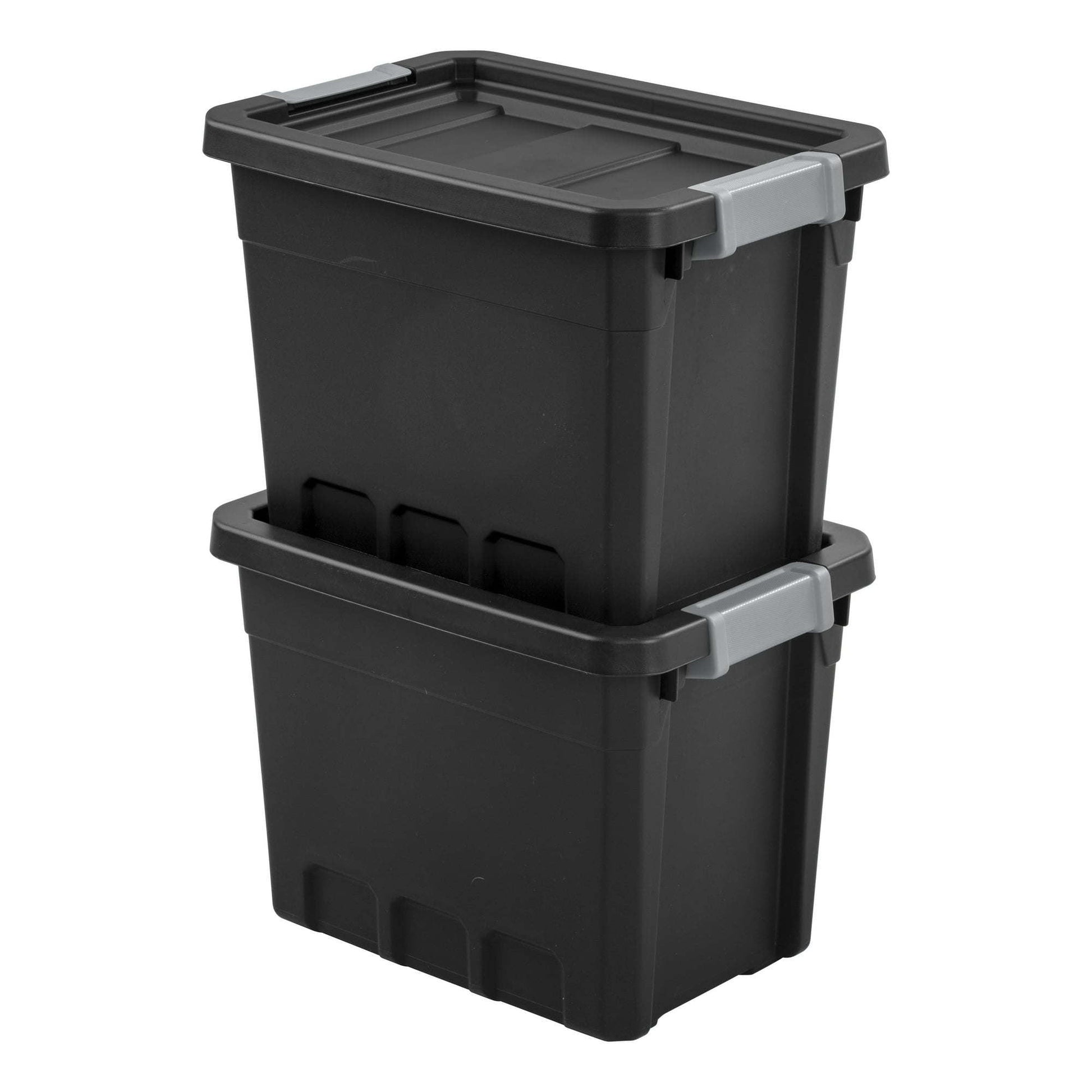 7.5 Gallon Stacker Tote Plastic, Black, Storage,Set of 6 - Growtochoice LLC