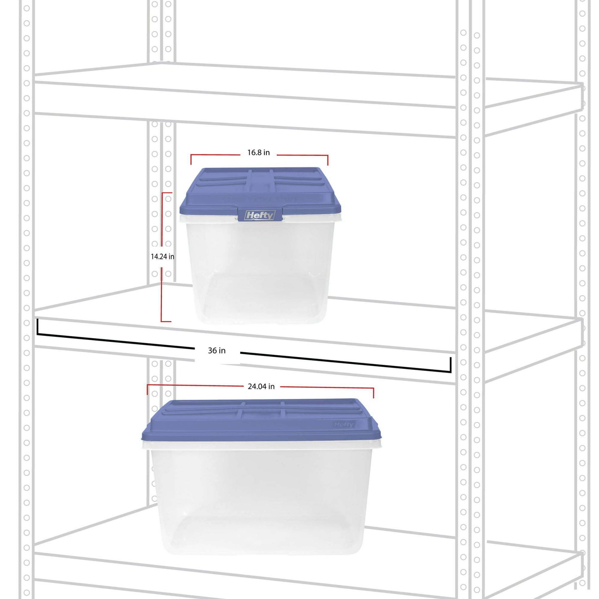 72 Qt. Clear Plastic Storage Bin with Blue HI-RISE Lid, 6 Pack - Growtochoice LLC