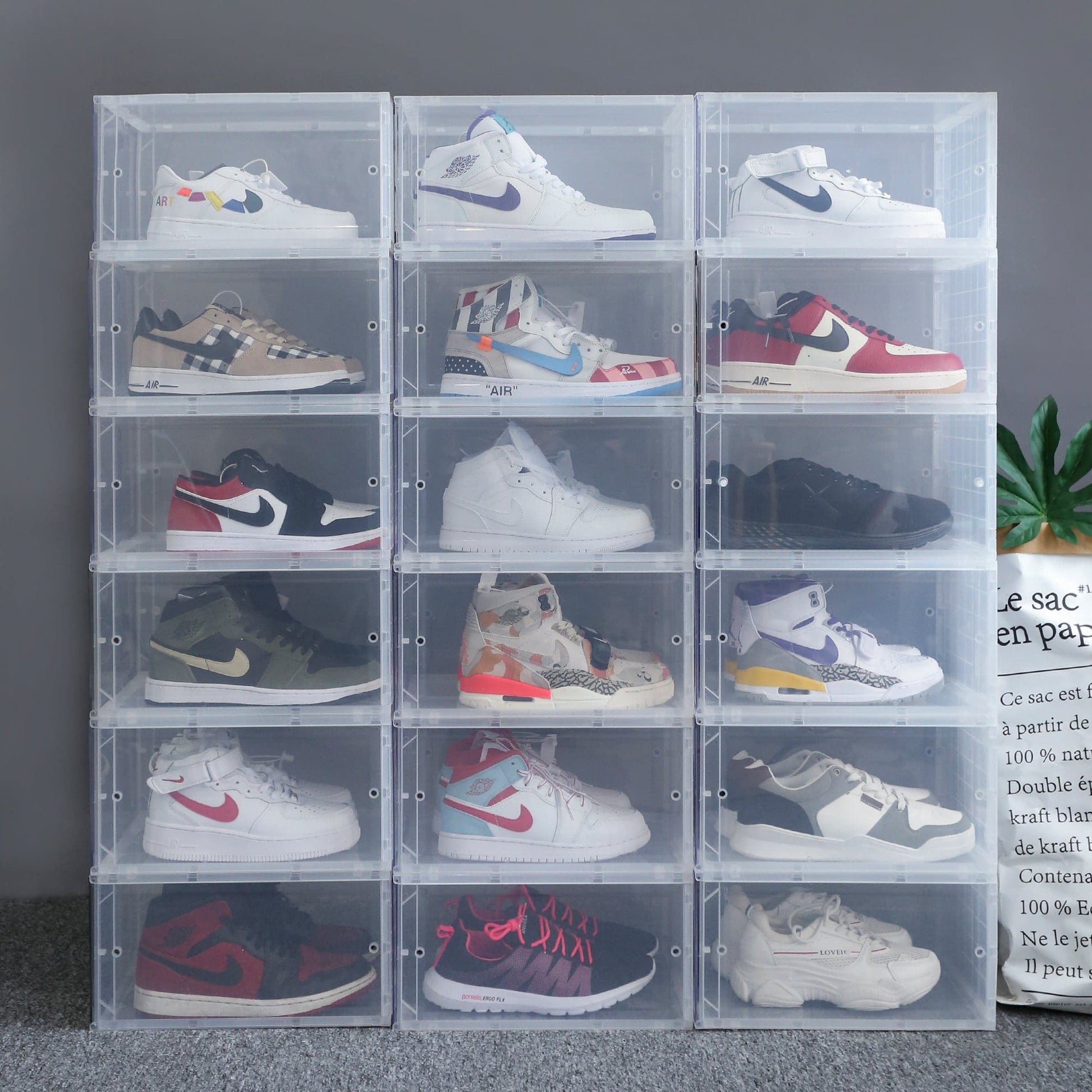 Set of 4 Stackable Clear Plastic Shoe Storage Box - Growtochoice LLC