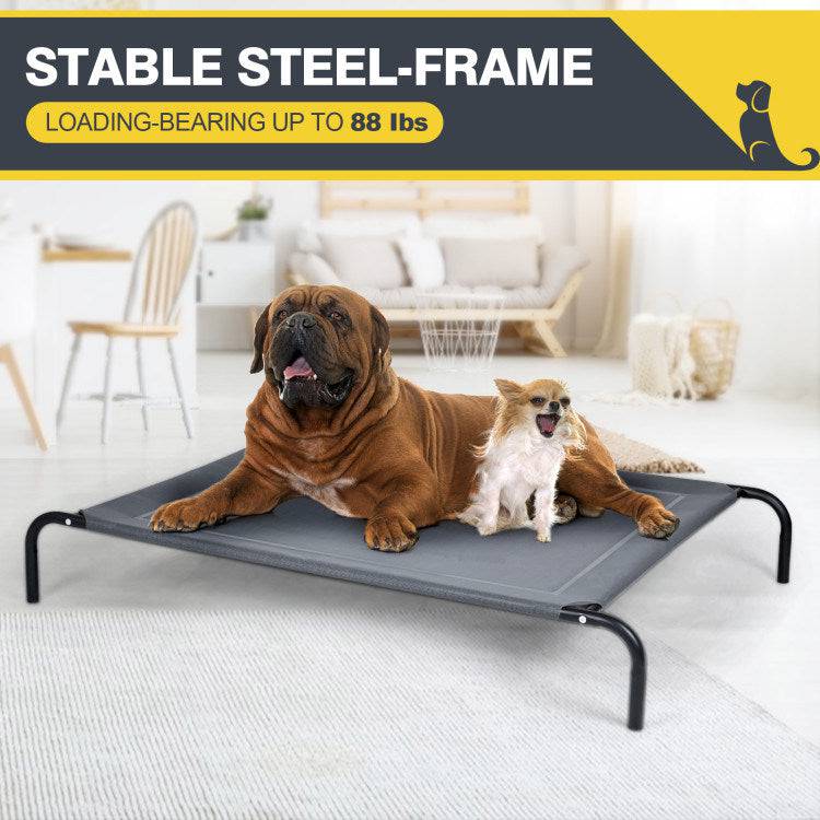 Elevated Pet Bed for Medium to Large Dogs | Durable Steel Frame | Breathable Textilene Mat | 88 lbs Weight Capacity | Dark Gray - Growtochoice LLC