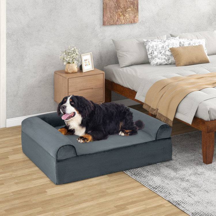 Enhance Pet Comfort with our Orthopedic Dog Bed - Memory Foam Pet Bed with Headrest, Perfect for Large Dogs. - Growtochoice LLC